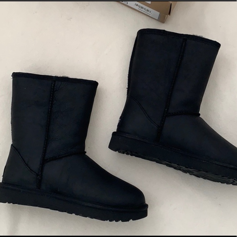 Authentic Classic Short Black Leather UGG boots - Picture 3 of 6